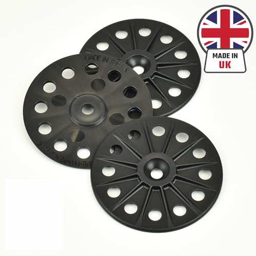 Hawkeng 60mm polypropylene load spreading flat washers for insulation panels and sheets, 100 pack