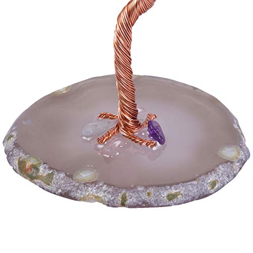 TUMBEELLUWA Healing Tricolor Crystal Money Tree on Agate Slice Base #2 Tricolor