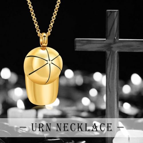 Hat Cremation Jewellry Baseball Cap Urn Necklace for Ashes for Human Ashes Memorial Urn Necklaces Keepsake Holder Gold