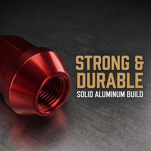 Viyukmiy M12x1.5 racing red aluminum alloy wheel lug nuts, 20-piece hex nut set