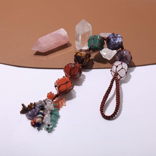 Irregular 7 Chakra Crystals Hanging Ornaments Decoration, Cube