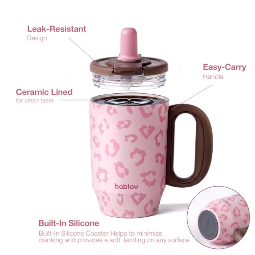 BABLOV 23oz Ceramic Lined Tumbler with Straw Insulated Coffee Tumbler