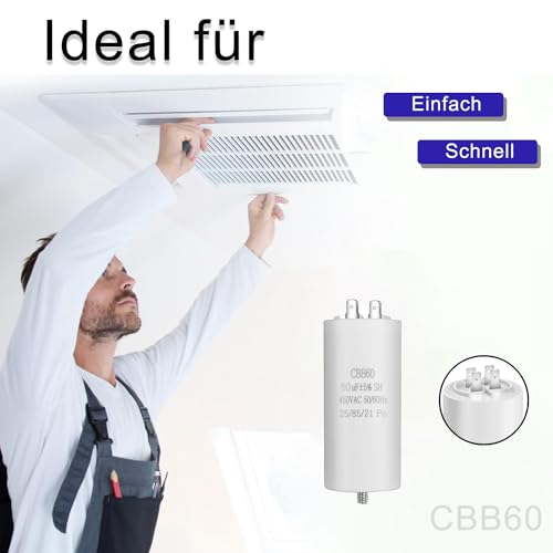 CBB60 450V 35UF 50/60HZ Capacitor, Plug-In Capacitor, Starter Capacitor, Suitable for Washing Machines, Drills, Lawnmowers and Other Electrical Devices (Four Connections)