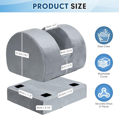AUROPEAK Knee Replacement Pillow, Adjustable Leg Elevation Pillow, Grey