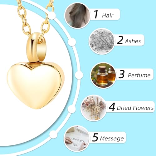Mini Heart Cremation Urn Necklace for Ashes for Women Men Cremation Locket Jewelry with Keepsake Urn Memorial Ash Jewelry