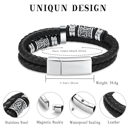 zeqingjw Urn Bracelet for Ashes for Men Viking Thor's Hammer Cremation Bracelet Ashes Keepsake Bangle Leather Braided Urn Jewelry for Loved One Silver 24CM
