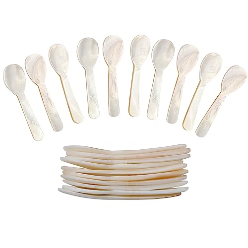 20 Pcs Mother of Pearl Caviar Spoons Set - Shell Spoons for Caviar, Desserts, Coffee, Jam, Ice Cream, Restaurant Serving, Home & Gifts(7.3cm/2.9 Inch,20 Pieces) (Pack of 2) 2.83 (Pack of 2)