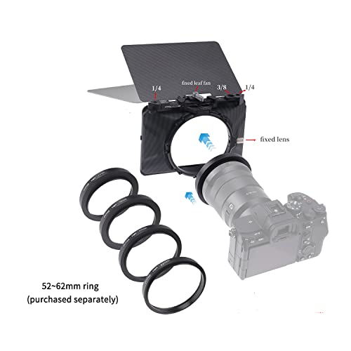 Foto4easy 4x4/4x5.65 Lightweight Mini Matte Box with 15mm Rod Support for DSLR Mirrorless Cameras,Compatible with 52mm/55mm/58mm/62mm/67mm/72mm/77mm/82mm Lens