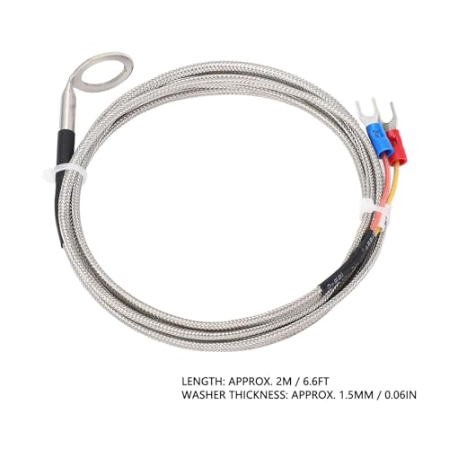 K Type Thermocouple Sensor Engine Cylinder Head Temperature Probe Stainless Steel -40~1000°C, 14mm ID Washer, for Automotive Engine (2M) 2M