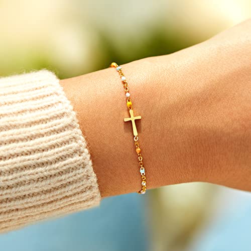 STORYJEWELLERY Cross Bracelet, Christian Bracelets for Women, Faith Gifts