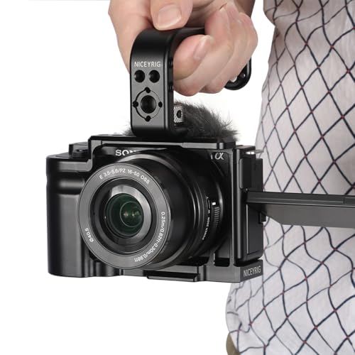 NICEYRIG ZVE10 Cage Kit with Top Handle Grip for Sony ZV-E10 Vlog Vlogging Camera, DSLR Videomaking Rig Stabilizer with Quick Release Plate for Arca-Style Cold Shoe