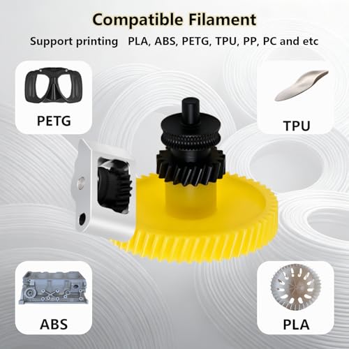 Hardened Steel Extruder Gear Kit for P2S, 3D Printer DLC Nano Coating Hardened Steel Extruder Dual Gear Aluminum Handle and POM Gear Kit for P2S Combo