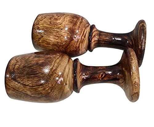 collectiblesBuy Handmade Wooden Goblet Set of 2 – 7 Inch Rustic Chalice Cups for Wine, Mead & Beverages | Eco-Friendly Vintage Wooden Drinkware for Barware & Gifts