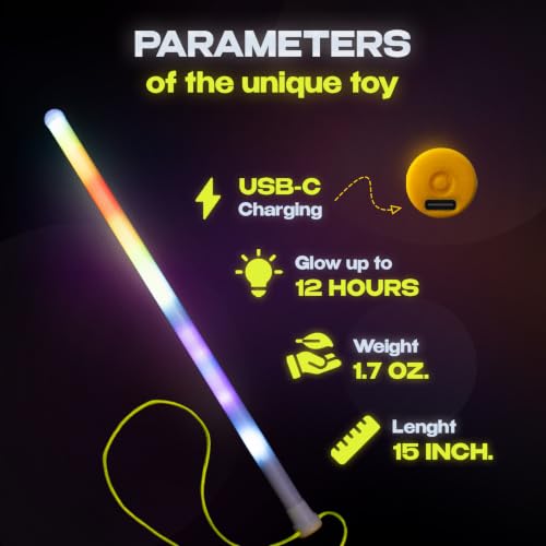 Ignis Pixel 32 Programmable LED Light Stick, 32 RGB Pixels, App Control, Custom Pictures and Animations, USB-C Rechargeable, 11 Inches, Glow Wand for Parties, Concerts, Night Light 32 LED / 11 in