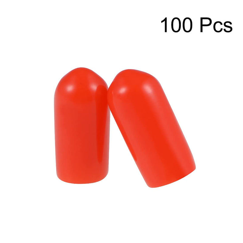[Australia - AusPower] - uxcell 100pcs Rubber End Caps 6mm ID Vinyl Round Tube Bolt Cap Cover Thread Protectors Red 