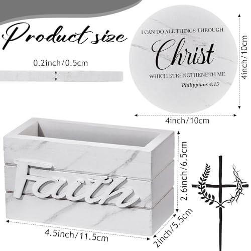 Hushee Christmas Wooden Coasters Set of 6 with Bible, White Marble