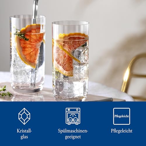 Villeroy & Boch Rose Garden Long Drink Glass Set of 4, Clear, 10 oz Classic