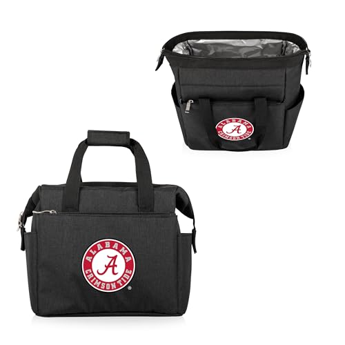 Picnic TIME NCAA Alabama Crimson Tide On The Go Lunch Bag Cooler, Soft Cooler Lunch Box, Insulated Lunch Bag, (Black)
