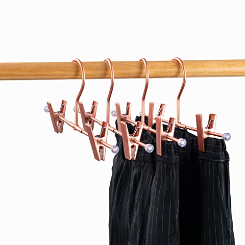 Pants Hangers 11.8" Space Saving Rose Gold Clothes Skirts Hanger 20 Pack Adjustable Clips for Jeans Trousers Display Closet Storage Scarves Slack Garment Multifunctional Rack