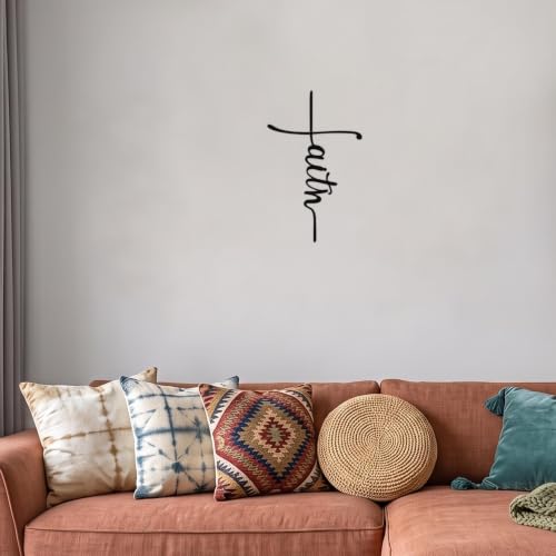 Zckjnoi Faith Wall Decor Metal Hanging Cross, Christian Wall Art for Living Room, Bedroom or Prayer Space, Religious Wall Hanging Decoration, Inspirational Spiritual Home Decor