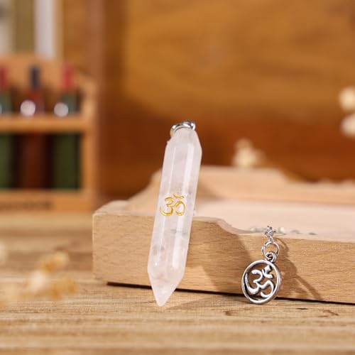 TUMBEELLUWA Clear Quartz Crystal Pendulum for Dowsing Divination White