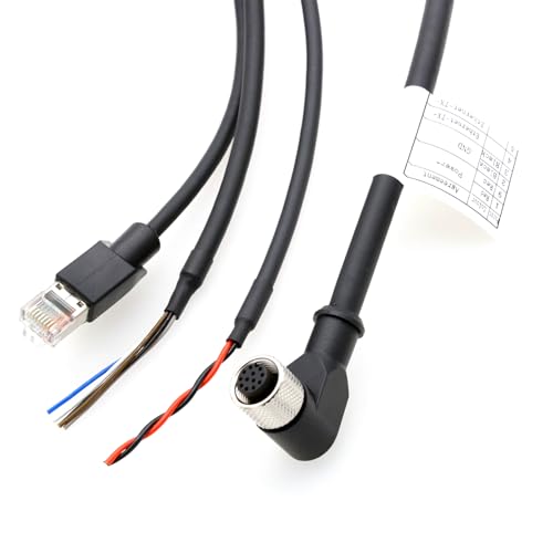 M12 Aviation Cable for DJI Livox Mid-360 LiDAR Sensor Power Network Ethernet to Computer Debug, 12 Pin Female Right Angle to RJ45 Flying Leads, 3m 3 m 1-to-3 splitter cable with angled M12 12-pin