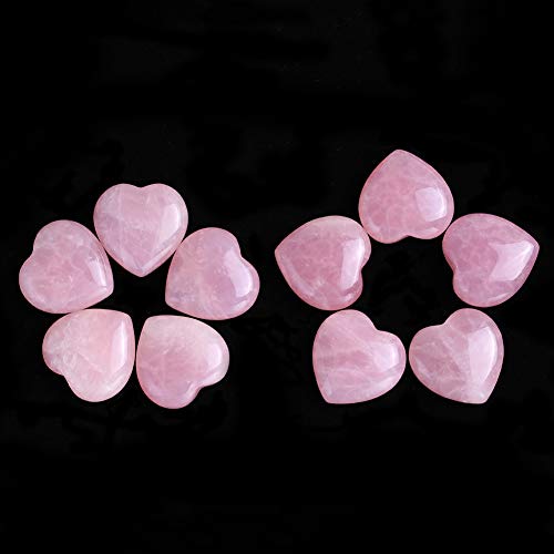 10 Pcs Healing Crystal Rose Quartz Stone Chakra Reiki Balancing Palm Pocket Polished Puff Heart Worry Stone 0.99X0.99X0.47 inch 10 Pcs Rose Quartz 25mm