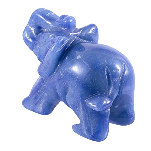 Rockcloud Hand-carvd Blue Aventurine Guardian Elephant Figurine 1.5"