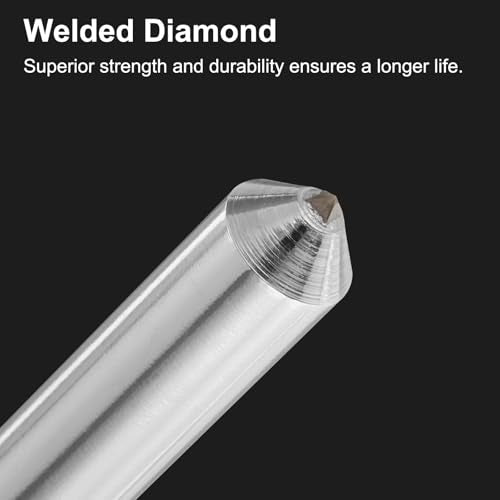 QUARKZMAN Diamond Grinder, 10mm x 45mm (13/32" x 1-3/4") Single Conical Point Grinding Wheel, Round Pin, Welded Diamond Grinding Tool, Silver Tone