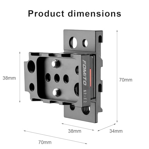 FOMITO NP-F2 Dual-Sided NP-F Plate, All-Aluminum Alloy, ±90° and ±180° Angle Adjustment, for Monitor, LED Light, Wireless Transmitter