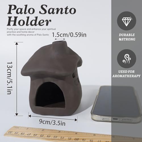 Mougigi House Palo Santo Burner - Mini Ceramic Chiminea Holder Black High House