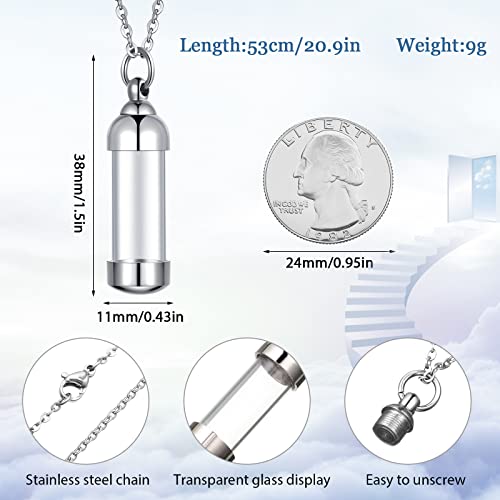 Vial Necklace Glass Vial Pendant Stainless Steel Glass Container Urn Necklace for Ash Openable Memorial Keepsake Cremation Ashes Holder 12