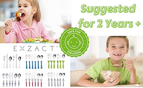 Exzact Children Cutlery Set 6pcs Stainless Steel Kids Toddler 24M+ (Pack of 2)