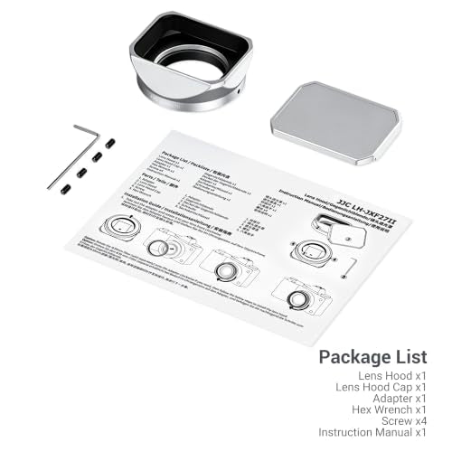JJC LH-XF27 Metal Lens Hood Shade for Fuji XF 23mm f2.8 Lens on X-E5,Silver For Fuji XF 27mm, XF 23mm f2.8 Lens