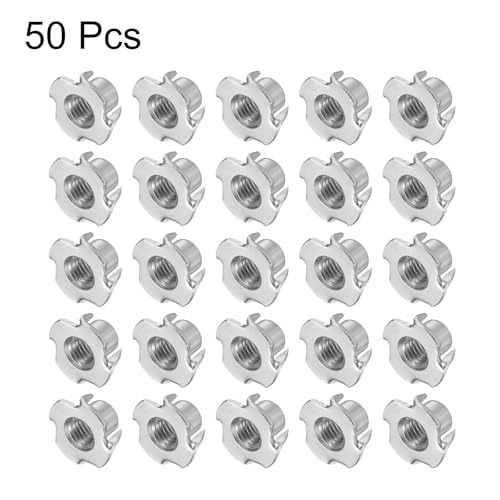 HARFINGTON 3/8 x 13mm 304 stainless steel 4-prong T-nuts threaded inserts, 50-piece set