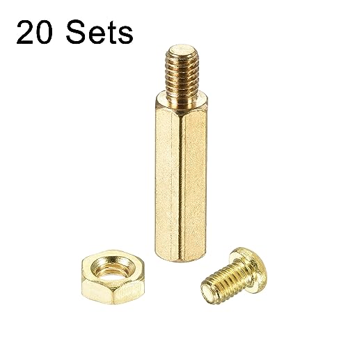 uxcell M4 hex brass standoff spacer, 20mm male-female threaded pillar set for PCB and computer circuit boards