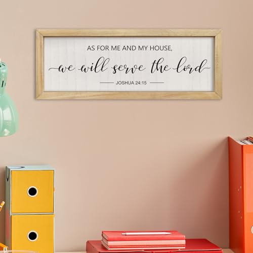 comurdyo As For Me And My House We Will Serve The Lord Sign 16"×6" Wood 16"L x 6"W Bible Verse Wall Decor （Wood)