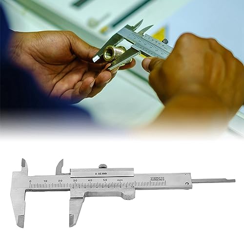 Vernier Caliper 0-50mm Stainless Steel Portable High Accuracy Small Portable Measuring Tool for DIY Household Jewelry Coins Gemstones Antique Student Caliper