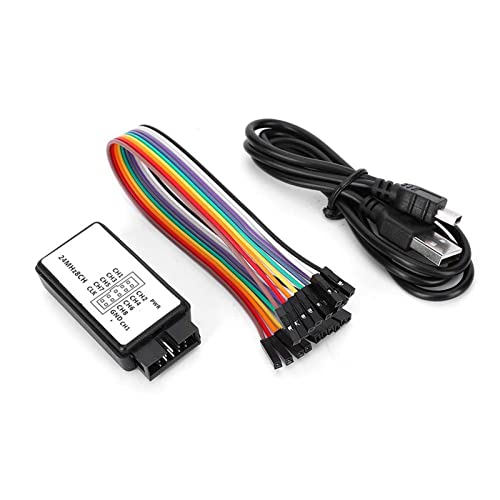 Fafeicy 5PF 100KΩ USB 8-Channel Digital Logic Analyzer, 24MHz Sampling Rate Mini Device with USB Cable and Jump Wire, for Digital Signal Analysis and Electronics Test