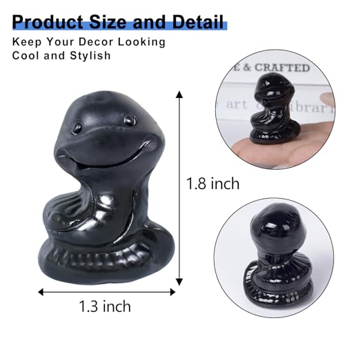 2 Inch Crystal Snake Figurine Handcrafted,Obsidian Crystal Sculpture Healing Energy Stone Spiritual Decor Unique Gift for Collectors Meditation Altar Mystical Statue Reiki Energy Obsidian Snake