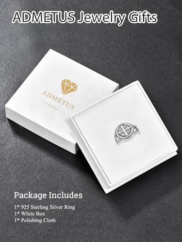 ADMETUS St Benedict Ring for Men 925 Sterling Silver Saint Benedict Ring Exorcism San Benito Medalla Rings for Men Protection Jewellery Religious Gifts Rings Size P1/2
