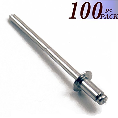 BoltmanShop aluminum dome head panel blind rivets, 3/16-inch diameter, 1/16 to 1/8-inch grip range, 100 pack