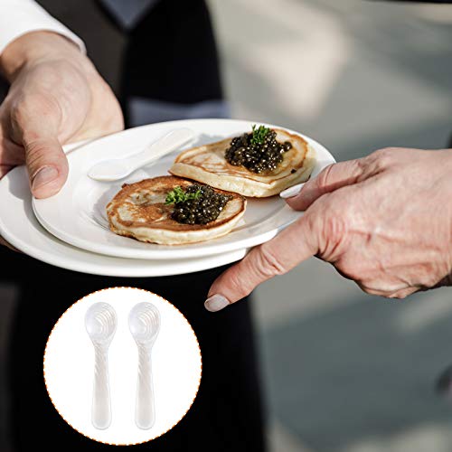 Patelai 50 Pieces Mother of Pearl Caviar Spoons Round Handle, 7cm/2.75 Inch 2.75 inches