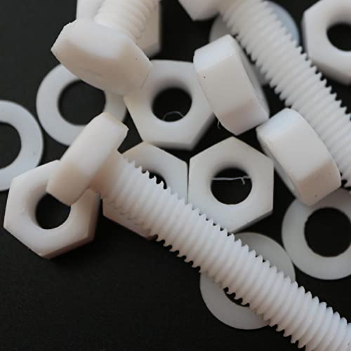 10x Caterpillar Red natural PTFE M6 x 40mm hex head plastic bolts with nuts and washers