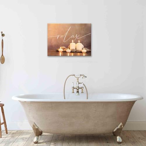 Zen Wall Art Zen Pictures Wall Decor Candles Relax Canvas Prints Meditation Spiritual Decorations Painting Framed Artwork Office Spa Yoga Home Decor For Bathroom Bedroom Dining Living Room 16''x12'' 16"L x 12"W