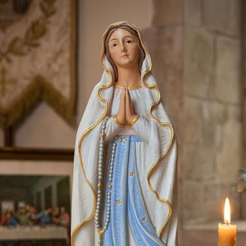 Kreative&Kind Virgin Mary Statue - 10 Inch Holy Blessed Mother Mary Statue - Our Lady of Lourdes Figure for Home Decor - Hand Painted Artwork Catholic Gifts for Women 10IN