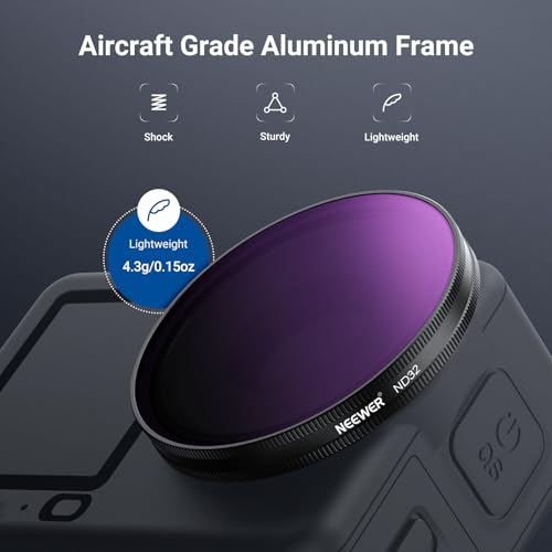 NEEWER CPL + ND Filter Set Compatible with DJI Osmo Action 6 Only, 4 Pack ND8/16/32 Adjustable Circular Polarizing Polarizer Snap On Multicoated HD Action Camera Photography Accessories, FL-B1 4 Pack ND/CPL