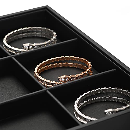 Oirlv Black Leather Necklace Tray 12-Grid P01702