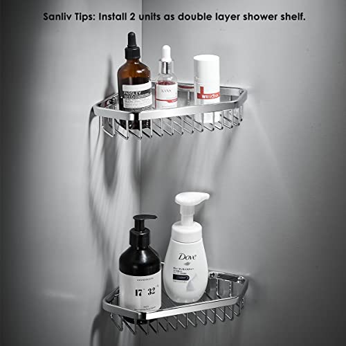 Corner Shower Caddy Basket,Shampoo Holder for Shower Wall,Inside Shower Shelf Bathroom Organizer,Solid Brass Material in Polished Chrome B5118 Chrome