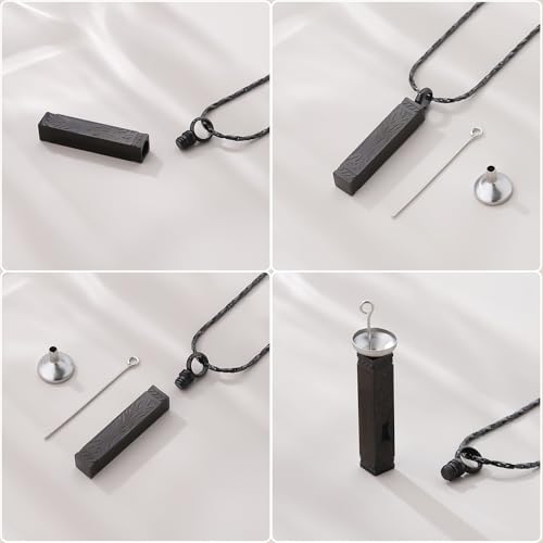 Tree of Life Urn Necklace For Ashes Memorial Bar Cremation Jewelry with Keepsake Urn Memorial Ash Jewelry For Women Men Black